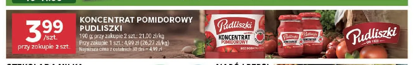 Koncentrat pomidorowy Pudliszki promocja w Stokrotka