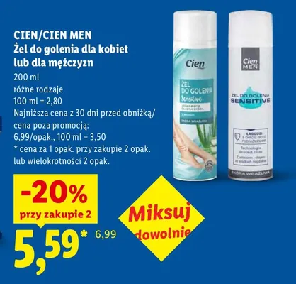 Żel do golenia dla kobiet Cien promocja w Lidl
