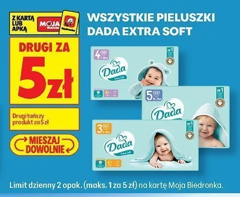 Pieluszki Dada Extra Soft rozmiar 5 promocja w Biedronka