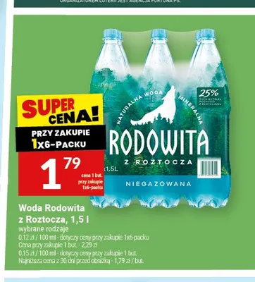 Woda Rodowita z Roztocza 1,5l promocja w Twój Market