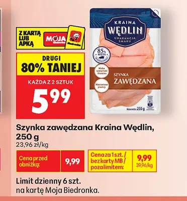 Szynka zawędzana Kraina Wędlin promocja w Biedronka