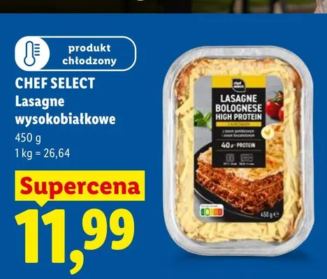 Lasagne wysokobiałkowe Bolognese Chef Select promocja w Lidl