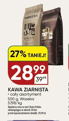 Kawa ziarnista Woseba promocja w Chata Polska
