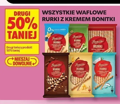 Waflowe rurki z kremem czekoladowym Bonitki promocja w Biedronka