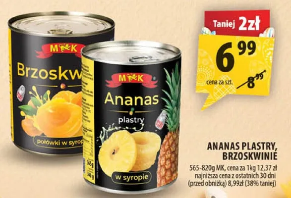 Ananas plastry, brzoskwinie promocja w Arhelan