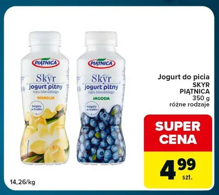 Jogurt do picia Skyr Piątnica wanilia promocja w Globi