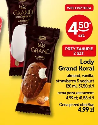 Lody Grand Koral almond promocja w Żabka