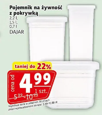 Pojemnik na żywność z pokrywką DAJAR promocja w Prim Market