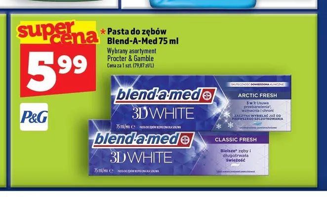 Pasta do zębów Blend-A-Med 3D White Classic Fresh promocja w TOPAZ
