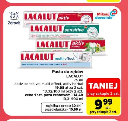 Pasta do zębów Lacalut activ herbal promocja w Carrefour