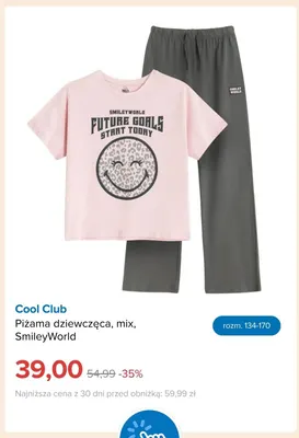 Piżama dziewczęca SmileyWorld Cool Club promocja w Smyk