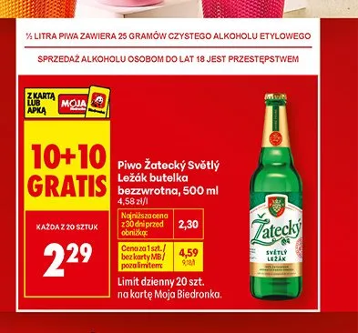 Piwo Žatecký Světlý Ležák butelka bezzwrotna promocja w Biedronka