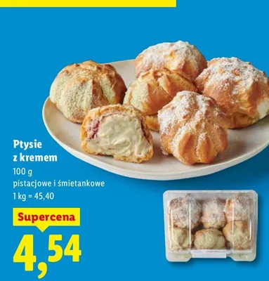 Ptysie z kremem pistacjowe i śmietankowe promocja w Lidl