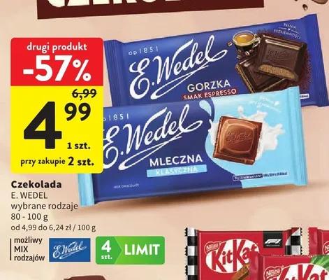 Czekolada gorzka smak espresso E. Wedel promocja w Intermarche