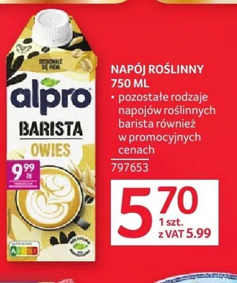 Napój roślinny Alpro Barista owies promocja w Selgros
