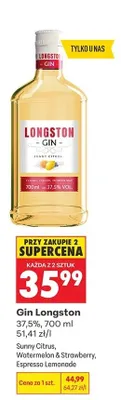 Gin Longston Watermelon & Strawberry 37,5% promocja w Biedronka