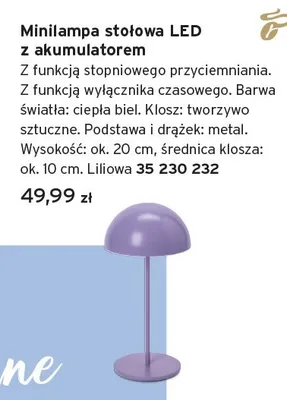 Minilampa stołowa LED z akumulatorem liliowa promocja w Tchibo
