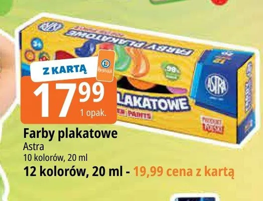 Farby plakatowe Astra 10 kolorów promocja w Leclerc