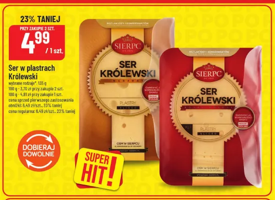Ser w plastrach Królewski wędzony Sierpc promocja w POLOmarket