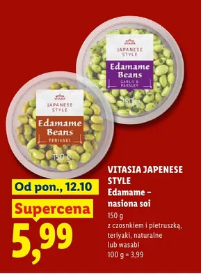 Edamame nasiona soi naturalne Vitasia Japanese Style promocja w Lidl