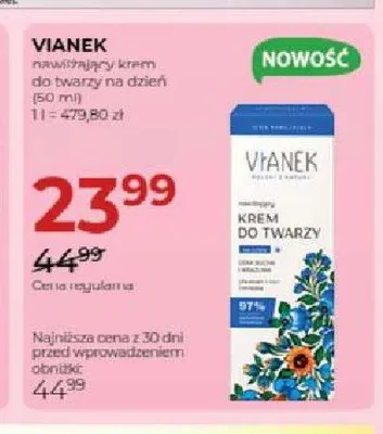 Nawilżający krem do twarzy na dzień Vianek promocja w Drogerie Jawa
