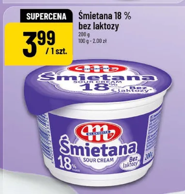 Śmietana 18% bez laktozy promocja w POLOmarket