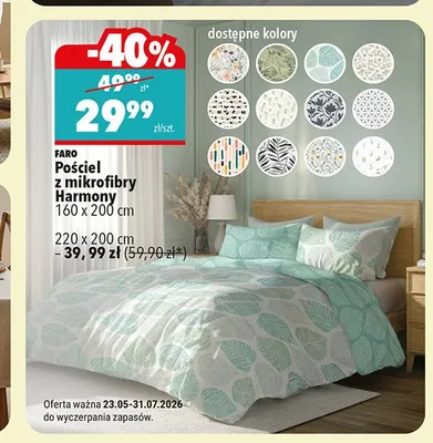 Pościel z mikrofibry FARO Harmony 160x200cm promocja w Biedronka