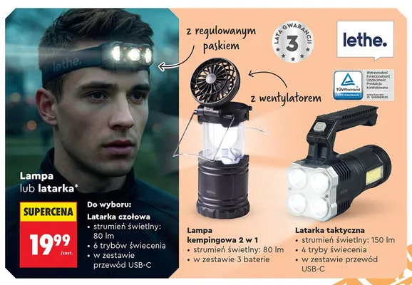 Latarka czołowa Lethe promocja w Biedronka