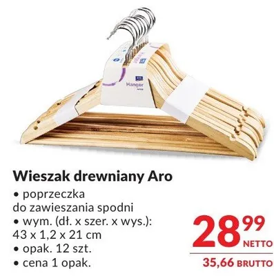 Wieszak drewniany Aro promocja w Makro