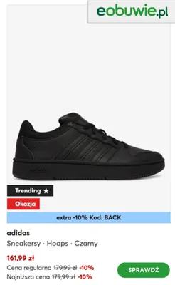 Sneakersy Adidas Hoops Czarny promocja w eobuwie.pl