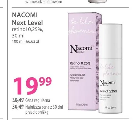 Serum retinol 0,25% Nacomi Next Level promocja w Hebe