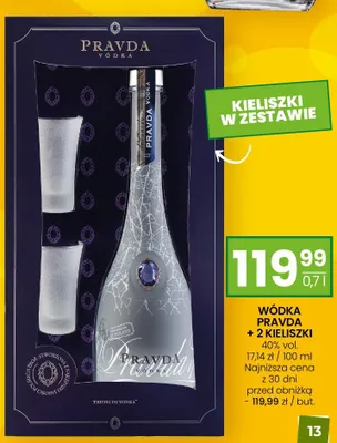 Wódka Pravda + 2 kieliszki 40% vol. promocja w Twój Market