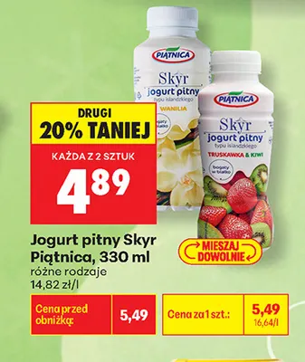 Jogurt pitny Skyr Piątnica promocja w Biedronka