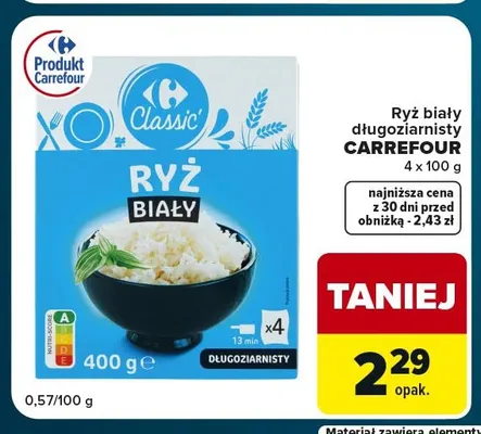Ryż biały długoziarnisty Carrefour promocja w Globi