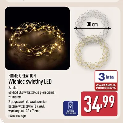 Wieniec świetlny LED Home Creation promocja w Aldi