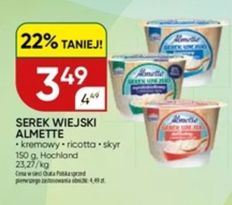 Serek wiejski almette kremowy ricotta + skyr promocja w Chata Polska