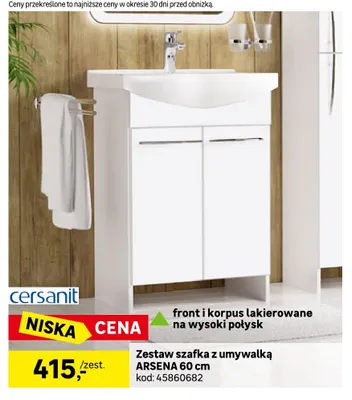 Zestaw szafka z umywalką Arsena 60 cm Cersanit promocja w Leroy Merlin