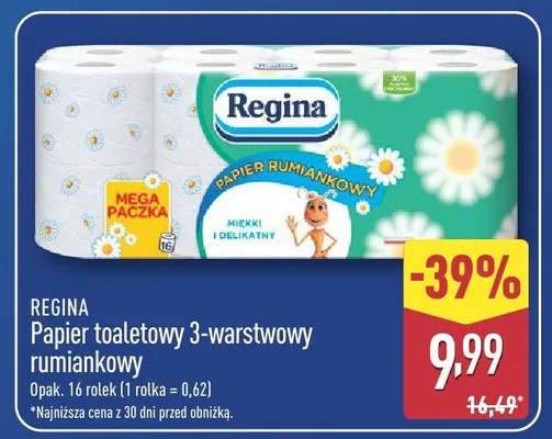 Papier toaletowy 3-warstwowy rumiankowy promocja w Aldi