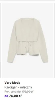 Kardigan mleczny Vero Moda promocja w Lounge by Zalando