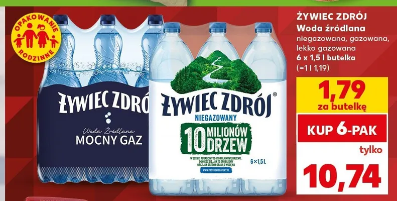Woda źródlana gazowana Żywiec Zdrój Mocny Gaz 6-pak 1,5 l promocja w Kaufland