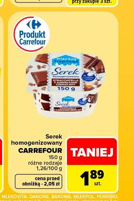 Serek homogenizowany Carrefour Stracciatella z kawałkami czekolady promocja w Carrefour