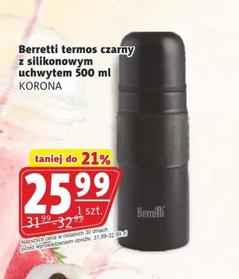 Termos czarny z silikonowym uchwytem Berretti 500 ml promocja w Prim Market
