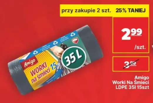 Worki na śmieci LDPE 35 l Amigo promocja w API Market