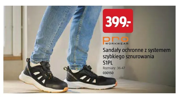Sandały ochronne z systemem szybkiego sznurowania S1PL PRO WORKWEAR promocja w Jula