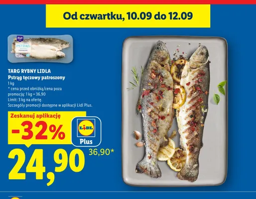 Pstrąg tęczowy patroszony Targ Rybny Lidla promocja w Lidl