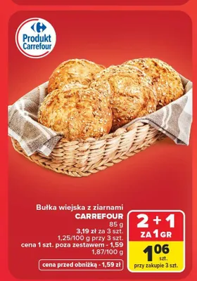 Bułka wiejska z ziarnami Carrefour promocja w Carrefour
