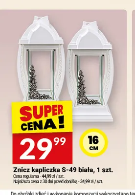 Znicz kapliczka S-49 biała 16 cm promocja w Twój Market