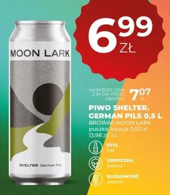 Piwo Moon Lark Shelter. German Pils promocja w Duży Ben