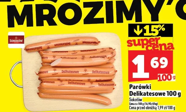 Parówki Delikatesowe 100 g promocja w TOPAZ