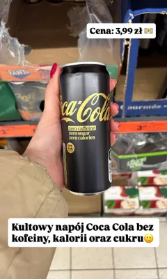 Napój gazowany Coca Cola Zero kofeiny Zero cukru Zero Kalorii promocja w Biedronka